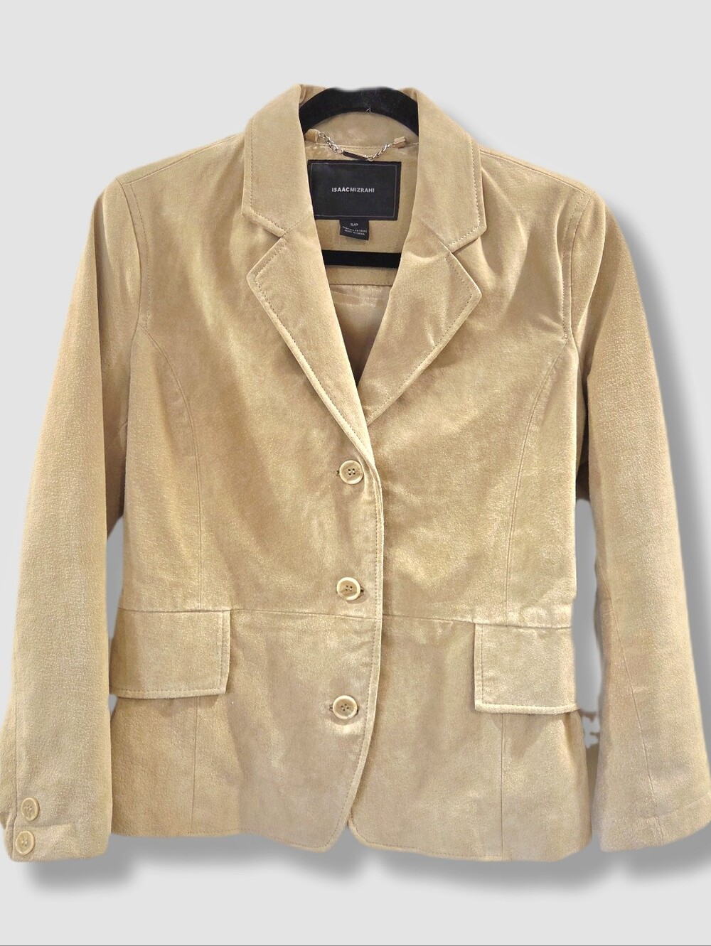 Isaac Mizrahi Vintage Suede Leather Jacket – Women’s Petite S – Beige Tan